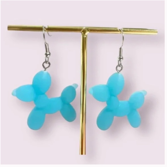 ❤️ FREE Balloon Dog Puppy Chic Art Pop Artsy Modern Drop Zoo Drop Hip Earrings - Picture 4 of 4